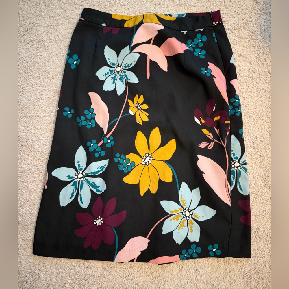 Who What Wear Black Floral Midi Skirt
